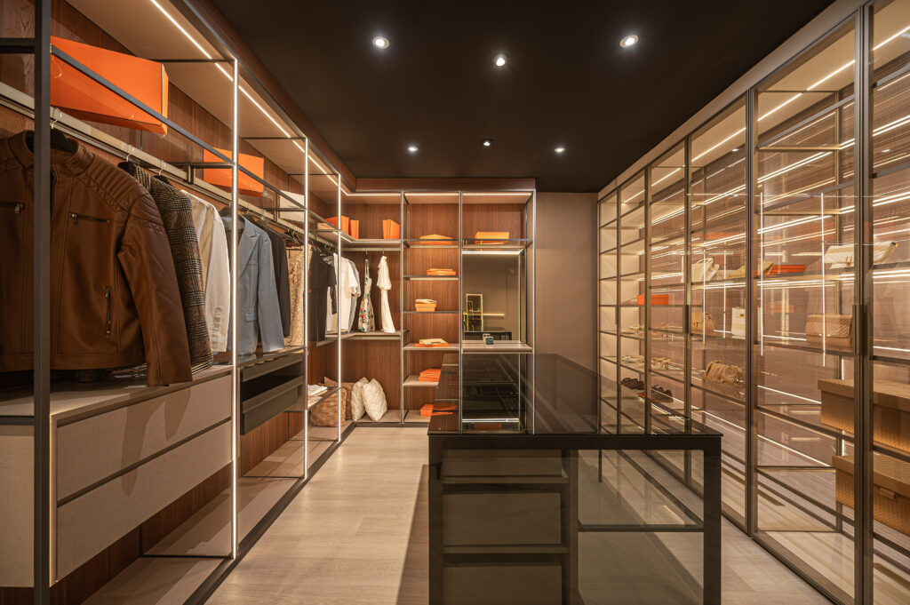 Aura slim framed aluminium walk in wardrobe